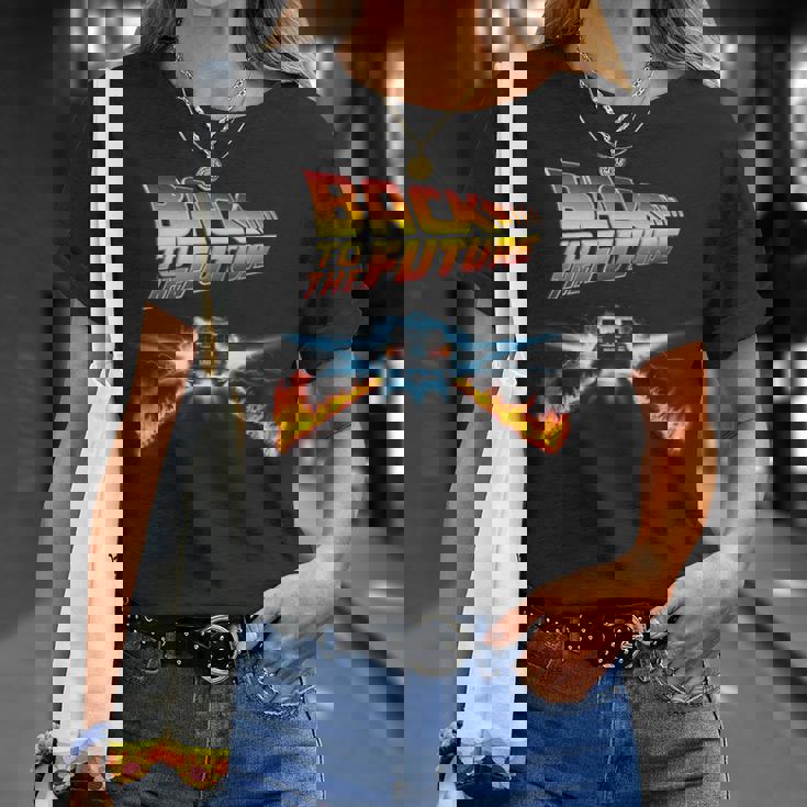 バック・トゥ・ザ・フューチャー デロリアンとロゴ Tシャツ 彼女への贈り物