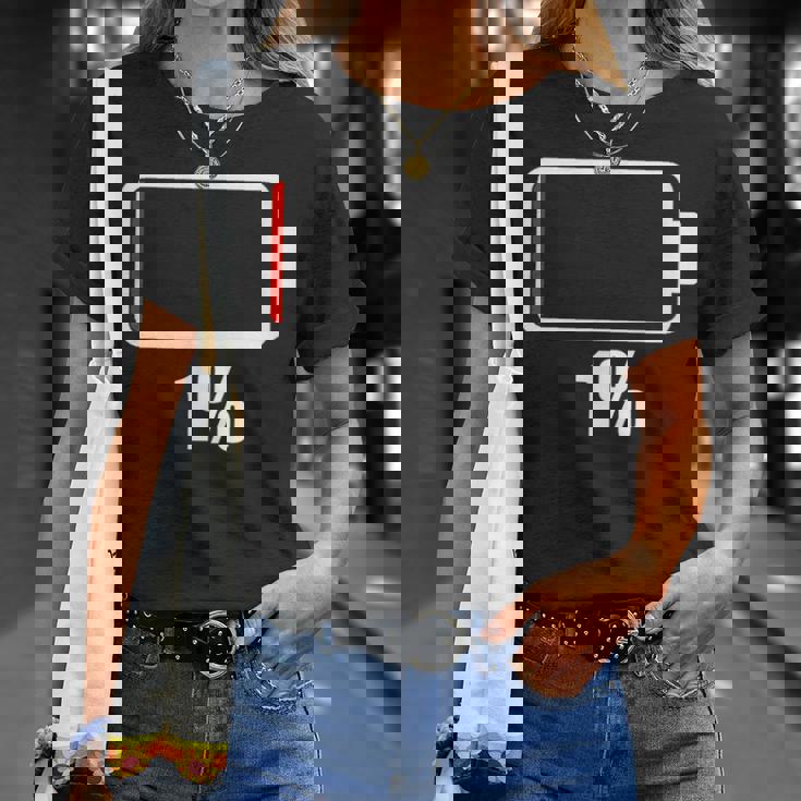 バッテリー 1 残り1 バッテリー切れtシャツ バッテリー残量が少ない Tシャツ 彼女への贈り物