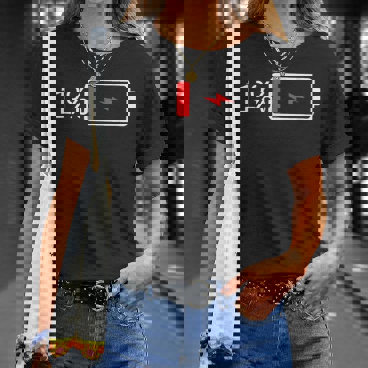 バッテリー1 – バッテリー1 I おもしろ低エネルギーパーセント Tシャツ 彼女への贈り物