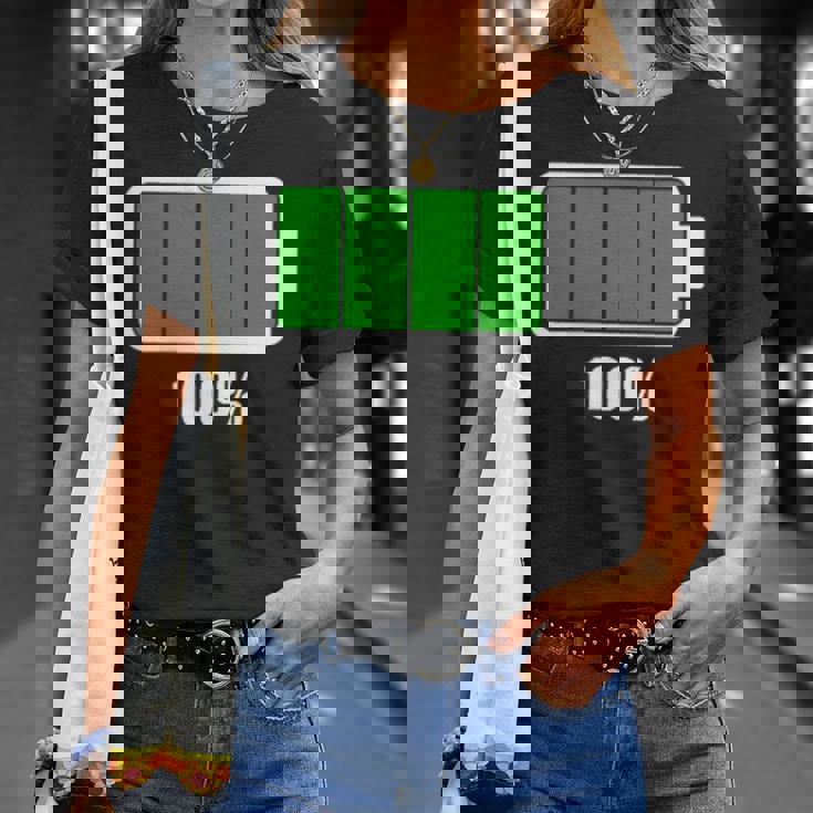 バッテリー100シャツ バッテリーハートフル充電バッテリーフル。 Tシャツ 彼女への贈り物