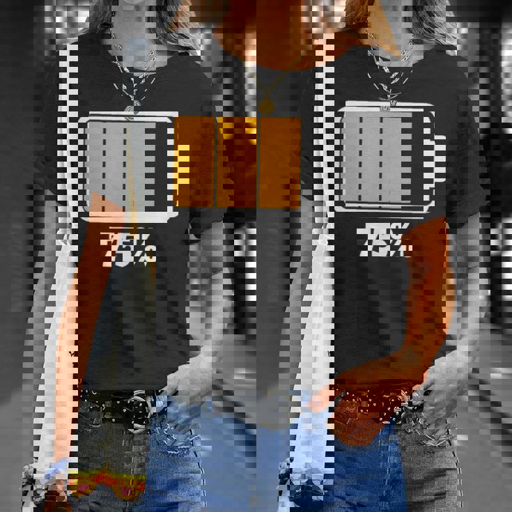 バッテリー75残り75バッテリーフルtシャツバッテリー低 Tシャツ 彼女への贈り物