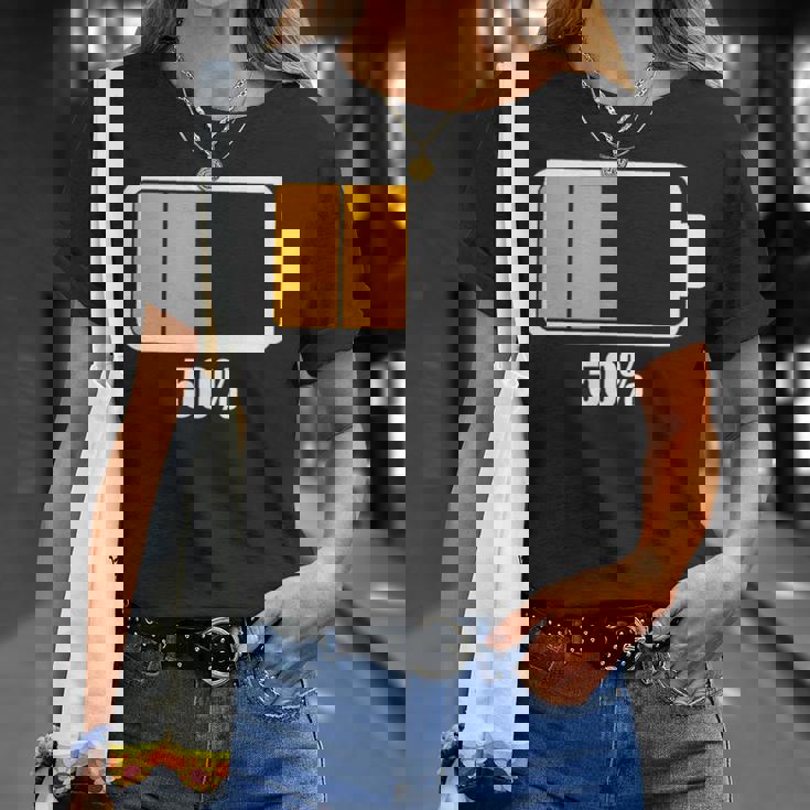 バッテリーハーフ残量50 バッテリーデッドtシャツ バッテリー残量が少ない Tシャツ 彼女への贈り物