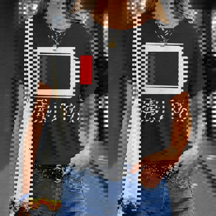 バッテリー残量1 バッテリー切れtシャツ バッテリー残量が少ない Tシャツ 彼女への贈り物
