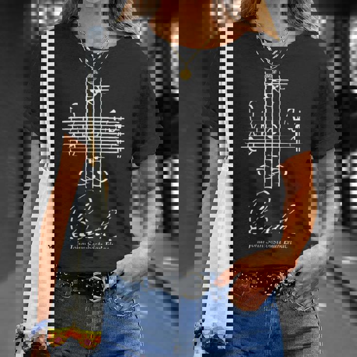 バッハ ミュージカル シグネチャー ノテーション 音楽 クラシック Tシャツ 彼女への贈り物