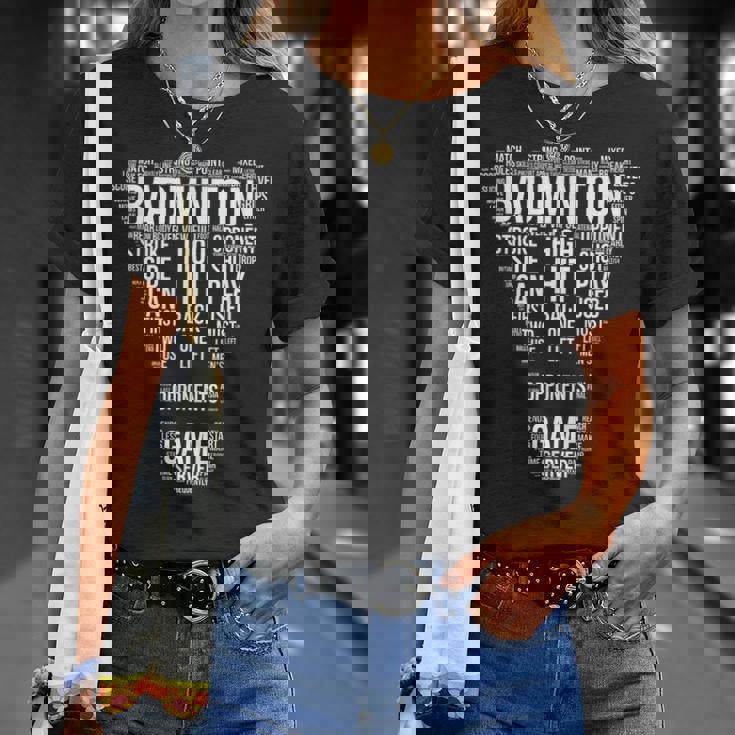 バドミントン用語 ワードクラウド バドミントンギフト バドミントンプレーヤー Tシャツ 彼女への贈り物