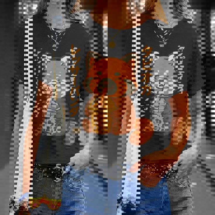 バブルティー レッサーパンダ ボバ カワイイ タピオカ アニメ かわいい Tシャツ 彼女への贈り物