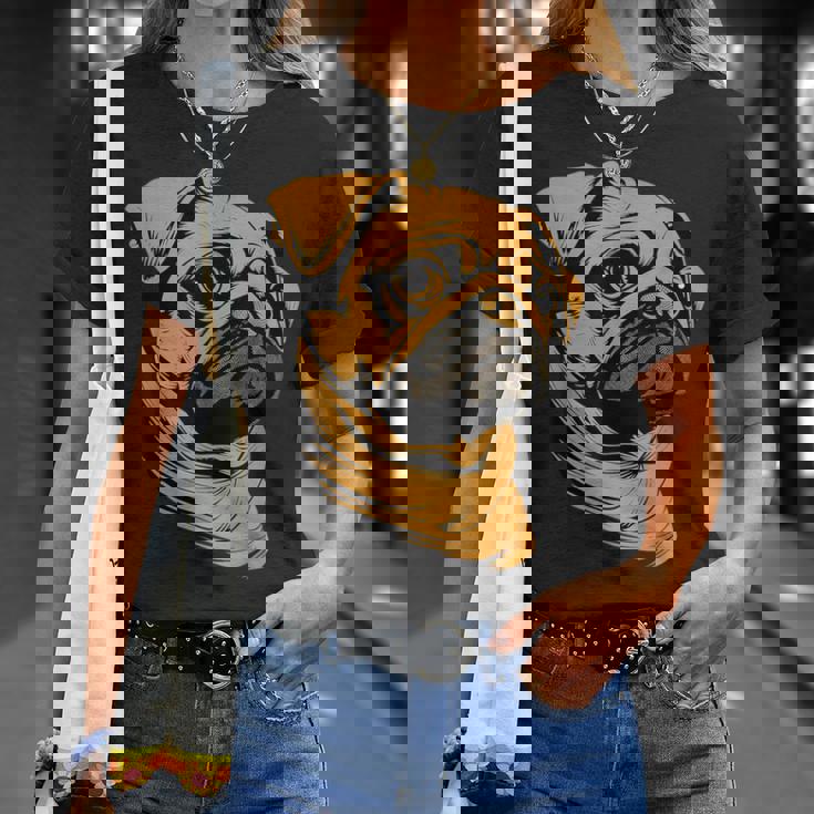 パグ 犬 デザイン ベージュ 犬 ラブ カーリン かわいい パグ Tシャツ 彼女への贈り物