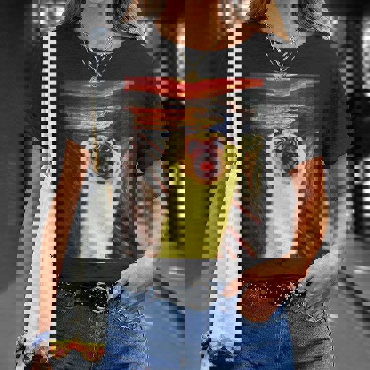 パグ 面白いtシャツ 犬 ムンクの叫び かわいい メンズ 子供 おもしろ 服 グッズ ネタ わんこ イヌ Tシャツ 彼女への贈り物