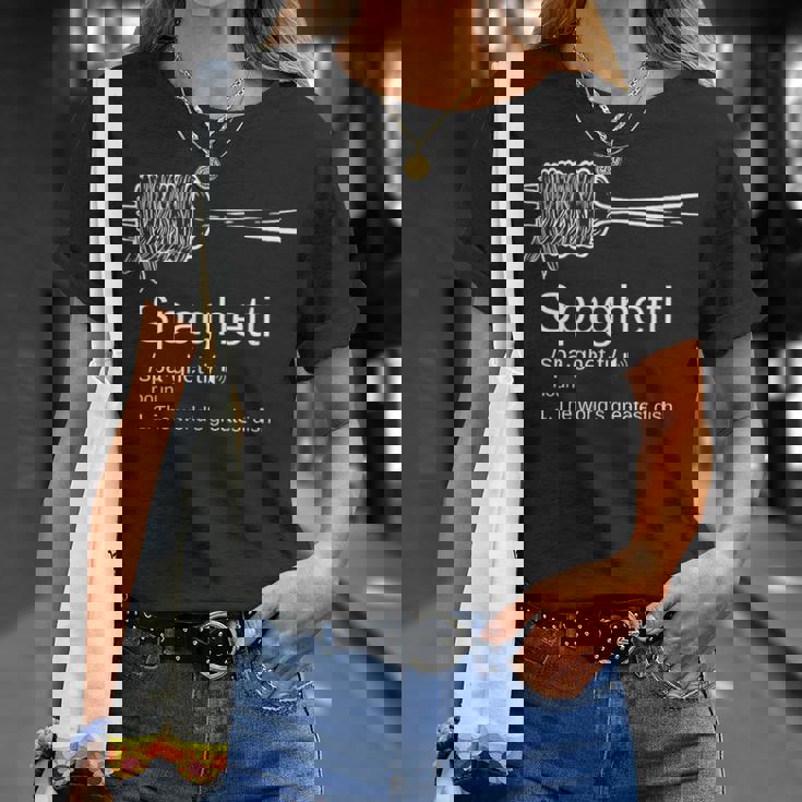 パスタ好きを意味する面白いスパゲッティ。 Tシャツ 彼女への贈り物