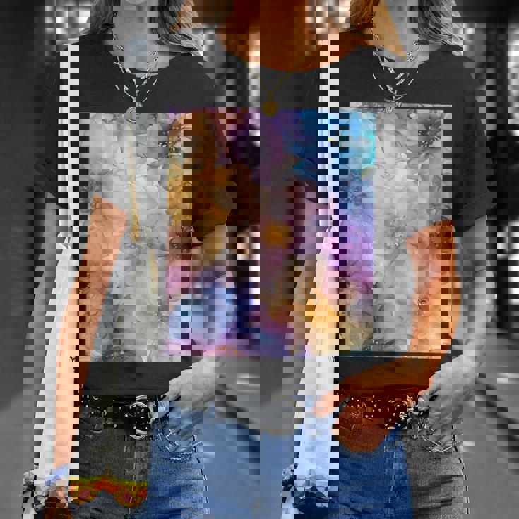 パステルインクのイラストにマルチカラー春の花。 Tシャツ 彼女への贈り物