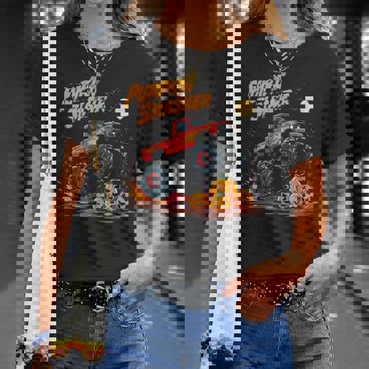 パンプキンスマッシャー モンスタートラック ハロウィン ジャック・オー・ランタン Tシャツ 彼女への贈り物