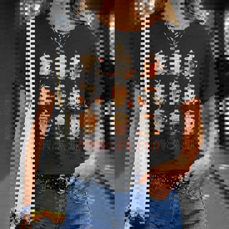 パンプキンラテ ジャンキー 秋 バイブ 秋 感謝祭 Tシャツ 彼女への贈り物