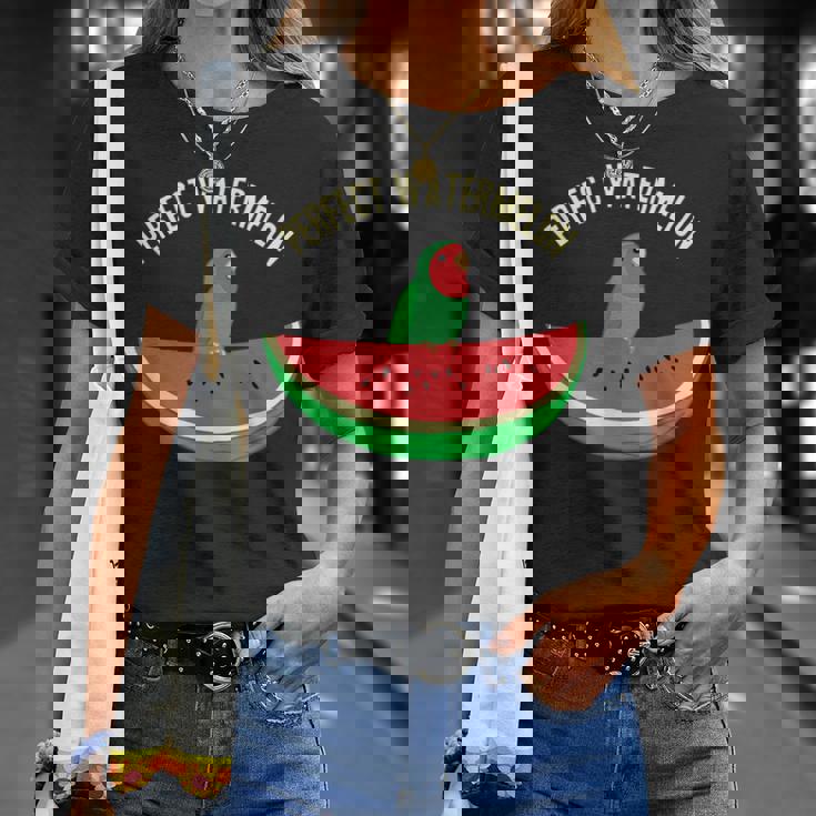 パーフェクトスイカラブバード、バーブミーム、グリーンオウムフルーツ Tシャツ 彼女への贈り物