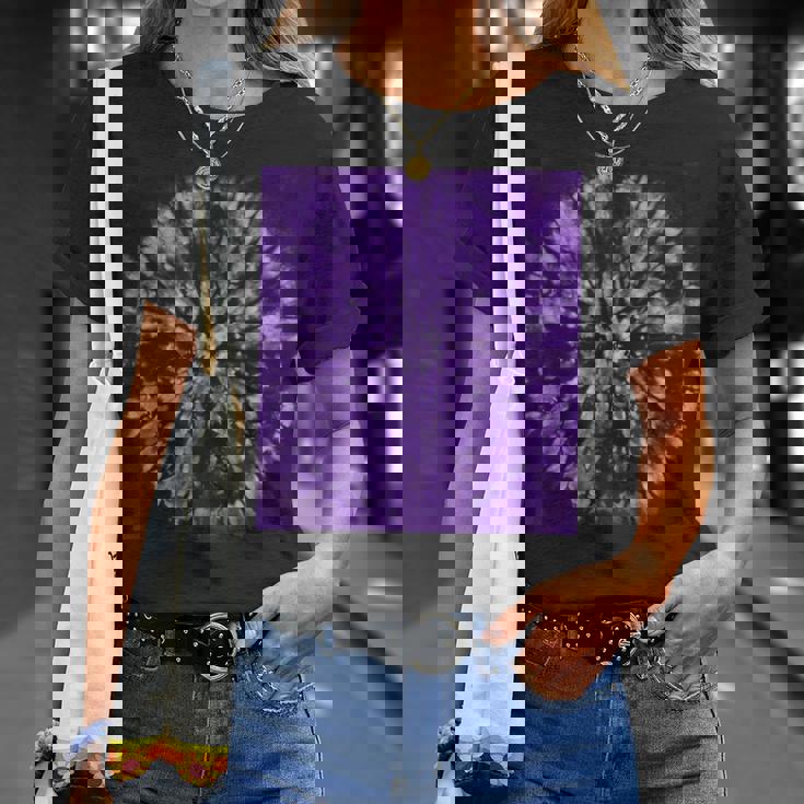 パープルバティックタイダイ ボヘミアンパターン Tシャツ 彼女への贈り物