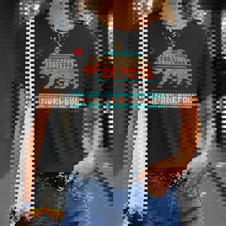 ヒッピー カリフォルニア リパブリック ネイティブ アメリカン パターン シャツ Tシャツ 彼女への贈り物