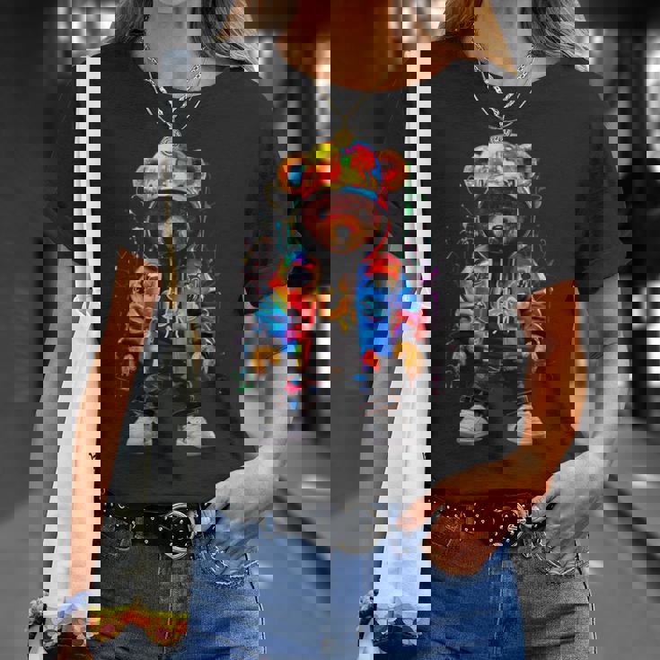 ヒップホップ テディベア カラフル テディベア グラフィック Tシャツ 彼女への贈り物