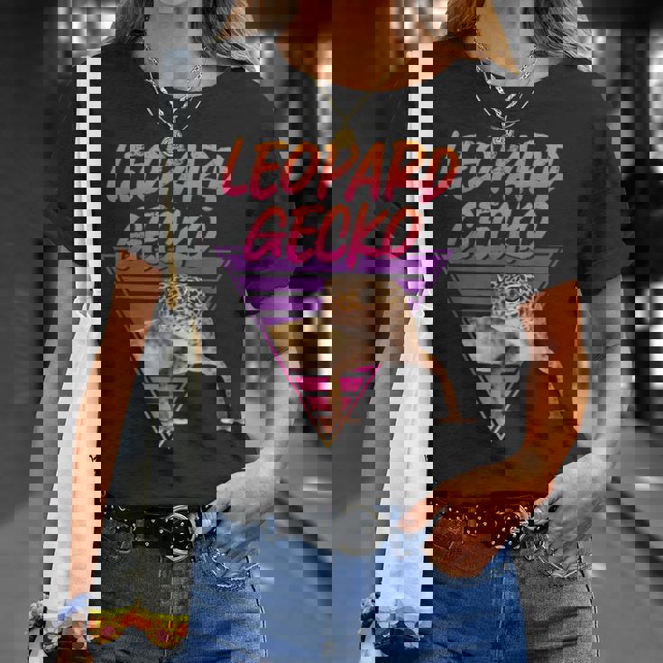 ヒョウ ヤモリ 80'Saporwave Tシャツ 彼女への贈り物