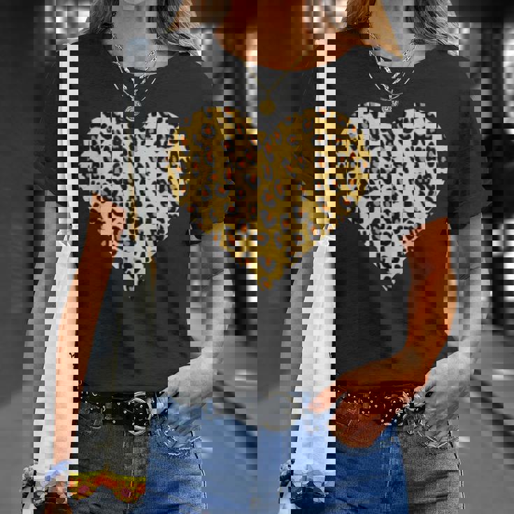 ヒョウ柄ハートデザイン ヒョウ柄 Tシャツ 彼女への贈り物