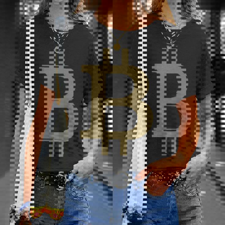 ビットコインシンボル ポケットデザイン ミニマリスト Tシャツ 彼女への贈り物