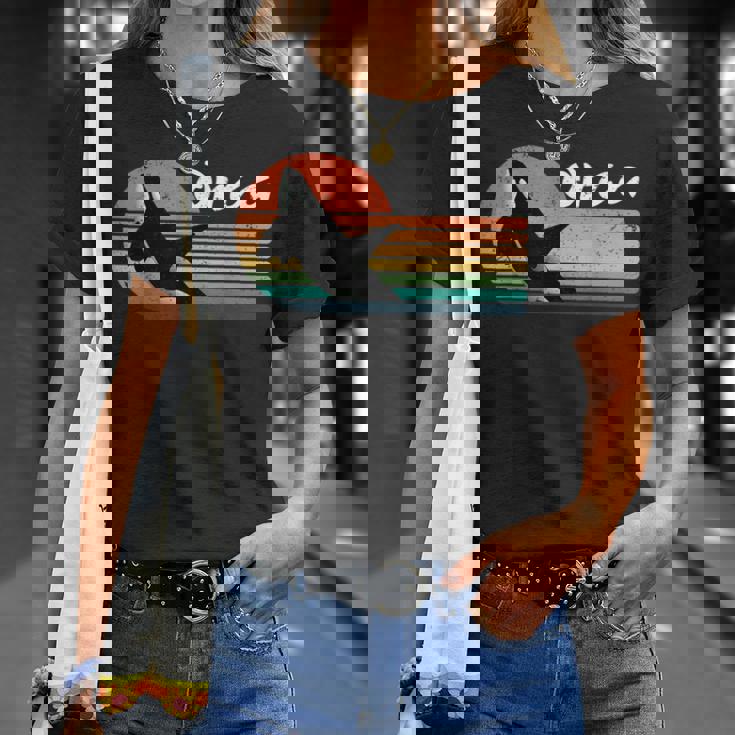 ビンテージ シャチ デザイン レトロ 美的 海 恋人 海 イルカ Tシャツ 彼女への贈り物