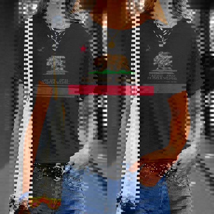 ビンテージ1846年カリフォルニアベアリパブリックカリフォルニア州旗 Tシャツ 彼女への贈り物