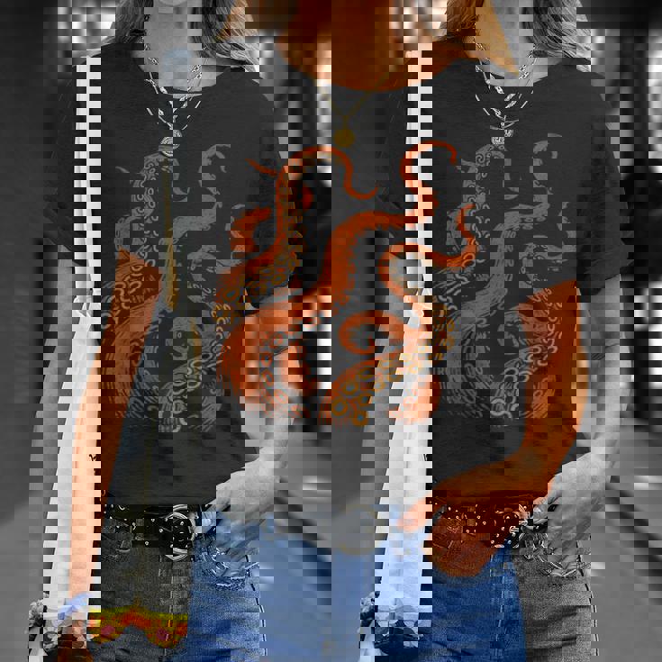 ビンテージ海モンスターtシャツ ディープオーシャンアートグラフィックtシャツ Tシャツ 彼女への贈り物