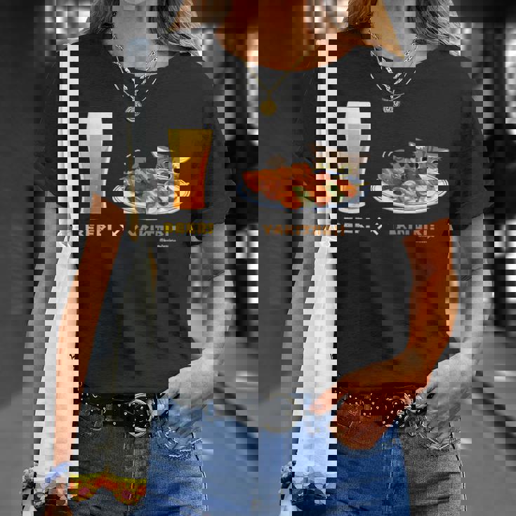 ビールとやきとりとねこ ビール 焼き鳥 猫 Tシャツ 彼女への贈り物