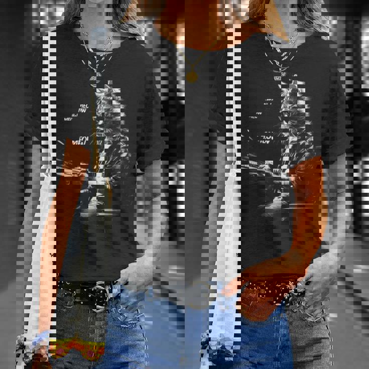 ピアノを弾くクラシック猫 鍵盤交響曲 Tシャツ 彼女への贈り物