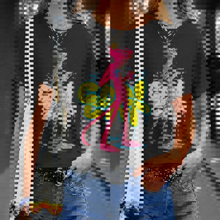 ピンクパンサー クールな猫 グラフィティ チョークアート Tシャツ 彼女への贈り物