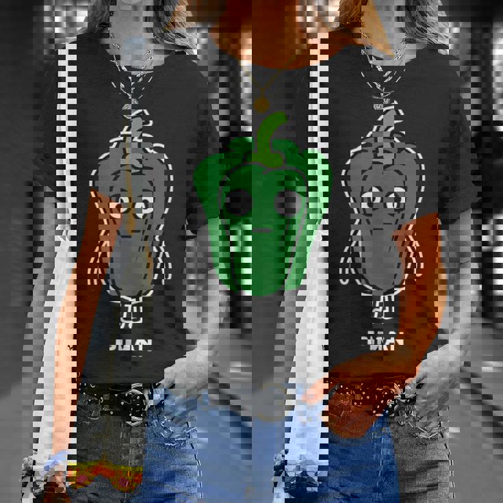 ピーマン 顔 イラスト かわいい おもしろ 面白い 簡単 シンプル ゆるい 野菜 Tシャツ 彼女への贈り物