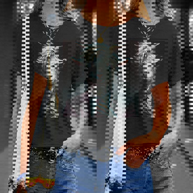 ファンタジー かわいい 白 ヤギ スーツ Tシャツ 彼女への贈り物