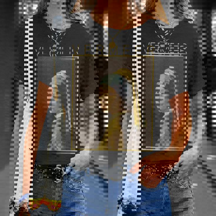 フェルメール 真珠の耳飾りの少女 面白いtシャツ 絵画 アート メンズ 面白い 服 美術 グッズ 油彩画 Tシャツ 彼女への贈り物