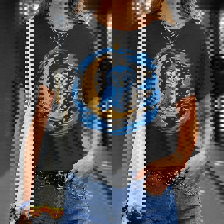 フクロウ 月 夜 星 Tシャツ 彼女への贈り物