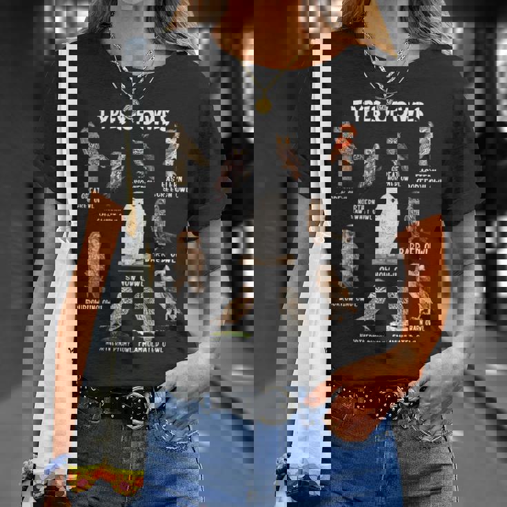 フクロウの種類 教育コレクション かわいいフクロウ愛好家 面白い Tシャツ 彼女への贈り物