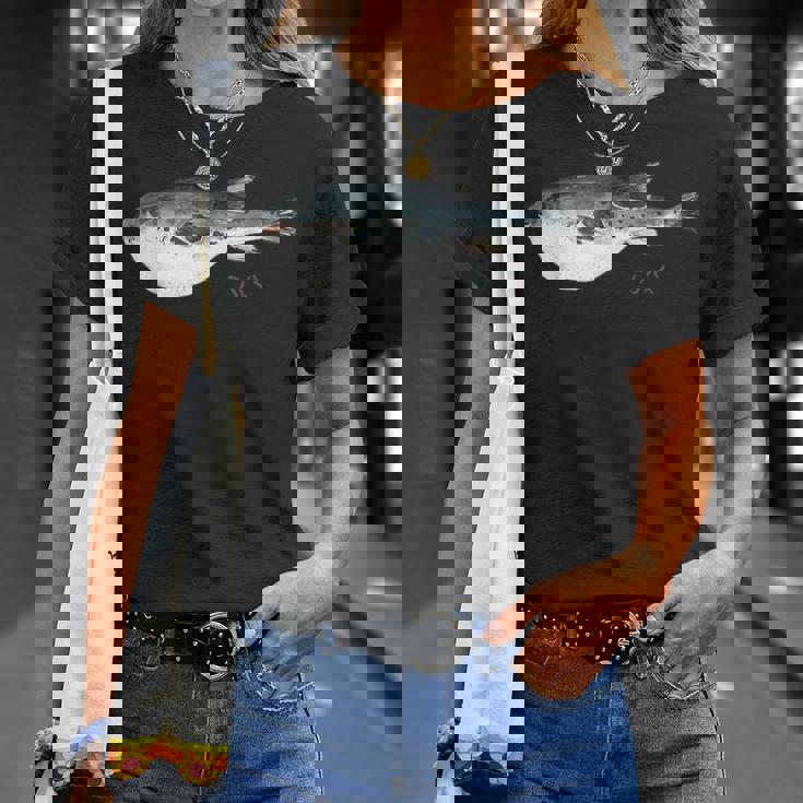 フグ 漁師デザイン 海洋愛好家向け Tシャツ 彼女への贈り物