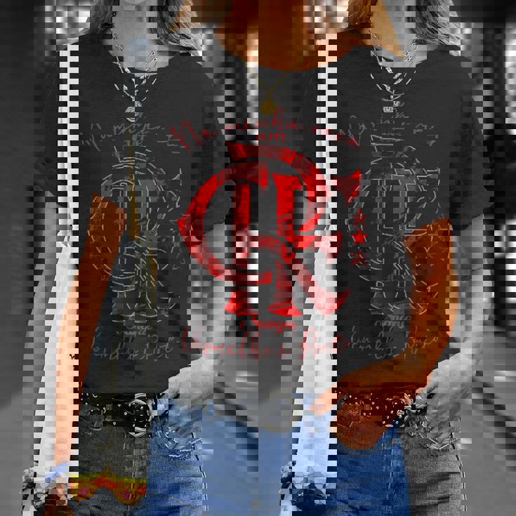 フラメンゴtシャツ赤と黒の Tシャツ 彼女への贈り物