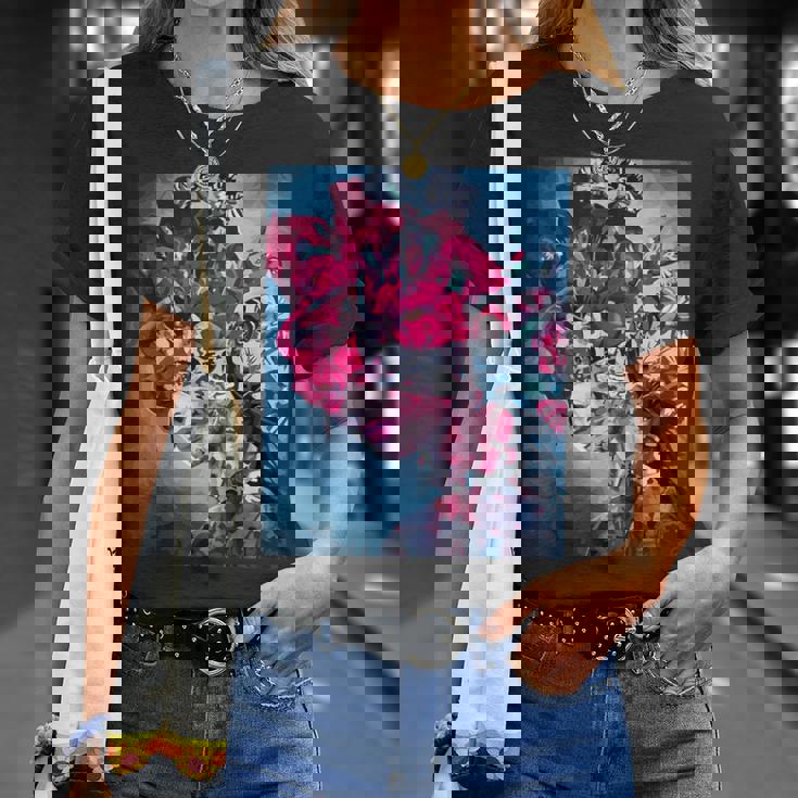 フラワー スカル フローラル シュガー ダーク アート グランジ エステティック ホラー Tシャツ 彼女への贈り物