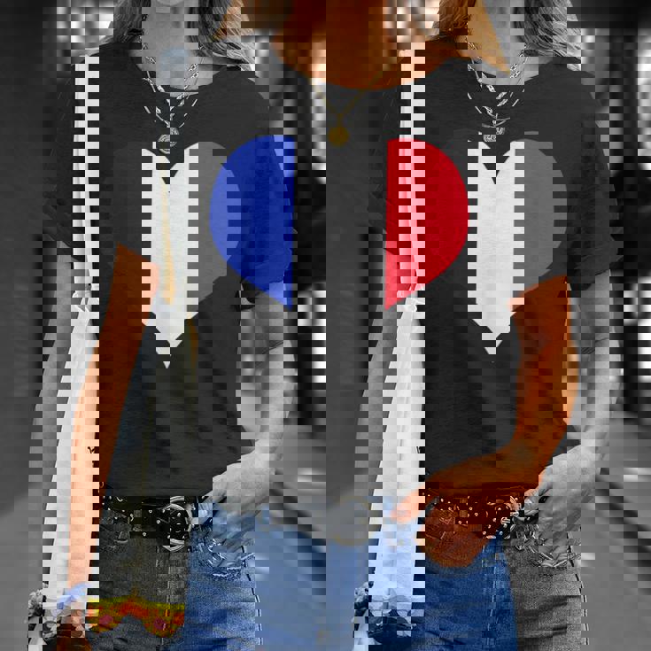 フランス国旗ラブハートフランス国旗 Tシャツ 彼女への贈り物