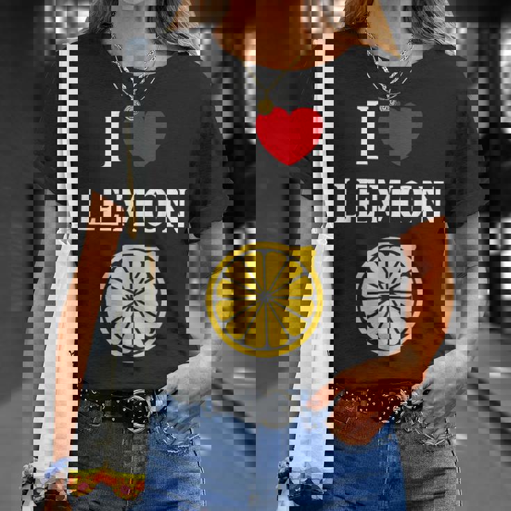 フルーツ レモン 面白いユーモア かわいい シンプル 小さなレモン I Love Lemon Tシャツ 彼女への贈り物