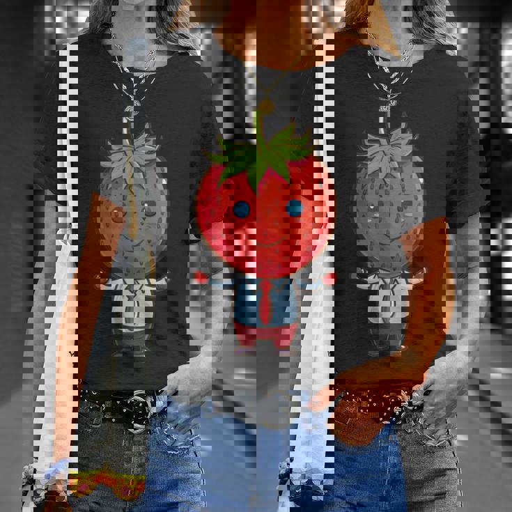 フルーツやネクタイ好きのための従業員ストロベリーアウトフィット Tシャツ 彼女への贈り物