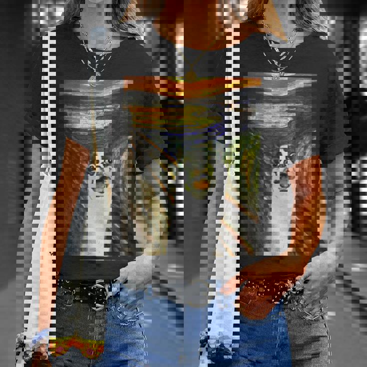 フレンチブルドッグ 面白いtシャツ 犬 ムンクの叫び かわいい メンズ 子供 おもしろ 服 ネタ わんこ Tシャツ 彼女への贈り物