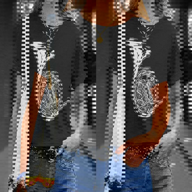 フレンチホルン製図コンサートバンドホルニスト Tシャツ 彼女への贈り物