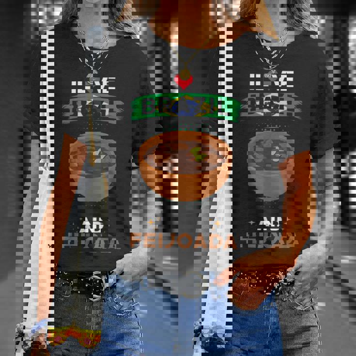 ブラジル料理 ブラジル国旗 I Love Brazil And Feijoada Tシャツ 彼女への贈り物