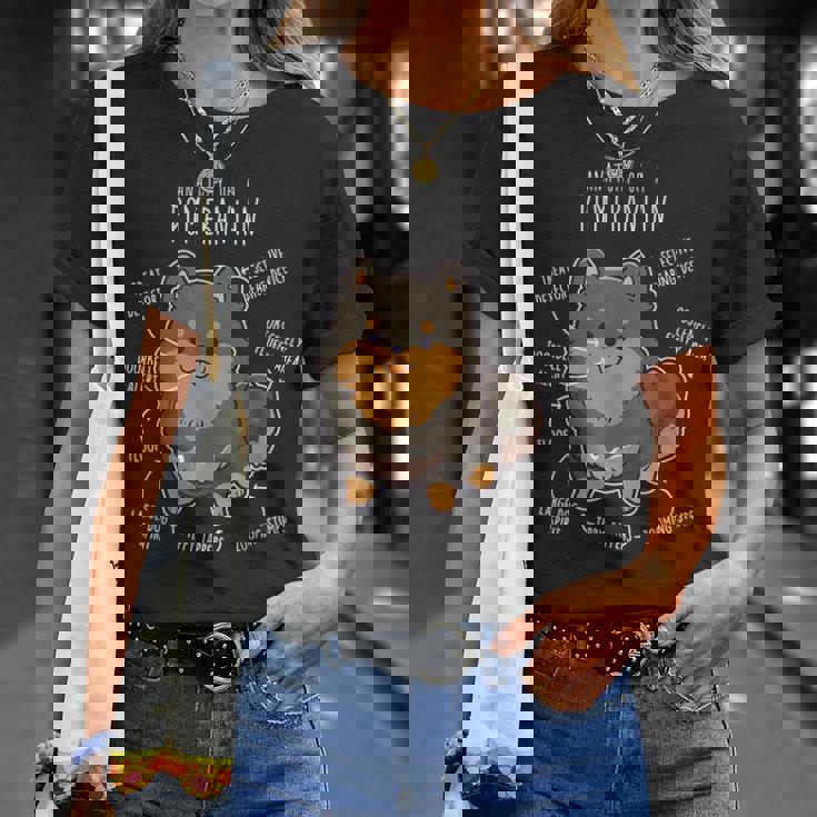 ブラック&タン ポメラニアン 犬の解剖学 面白い かわいい ペット ポンポン ママ Tシャツ 彼女への贈り物