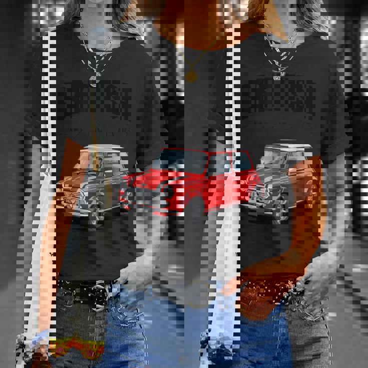 ブリティッシュクラシックカー レッド ミニスポーツカー Tシャツ 彼女への贈り物