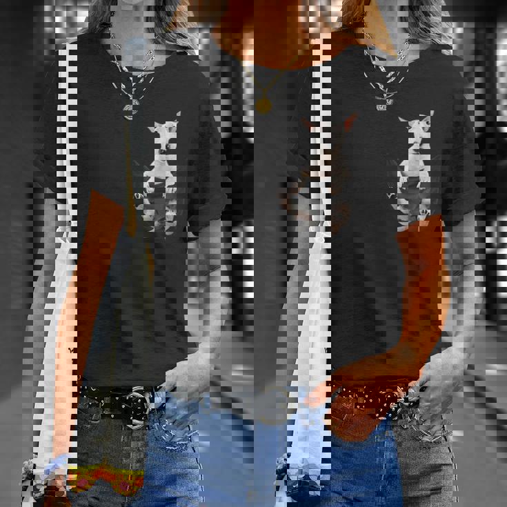 ブルテリア愛好家のためのポケットに入った面白いブルテリア Tシャツ 彼女への贈り物