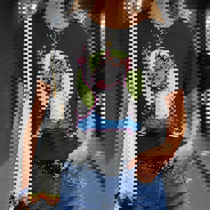 ブルドッグ ロックミュージック 男性 子供 女性 グルービー ブルドッグ Tシャツ 彼女への贈り物