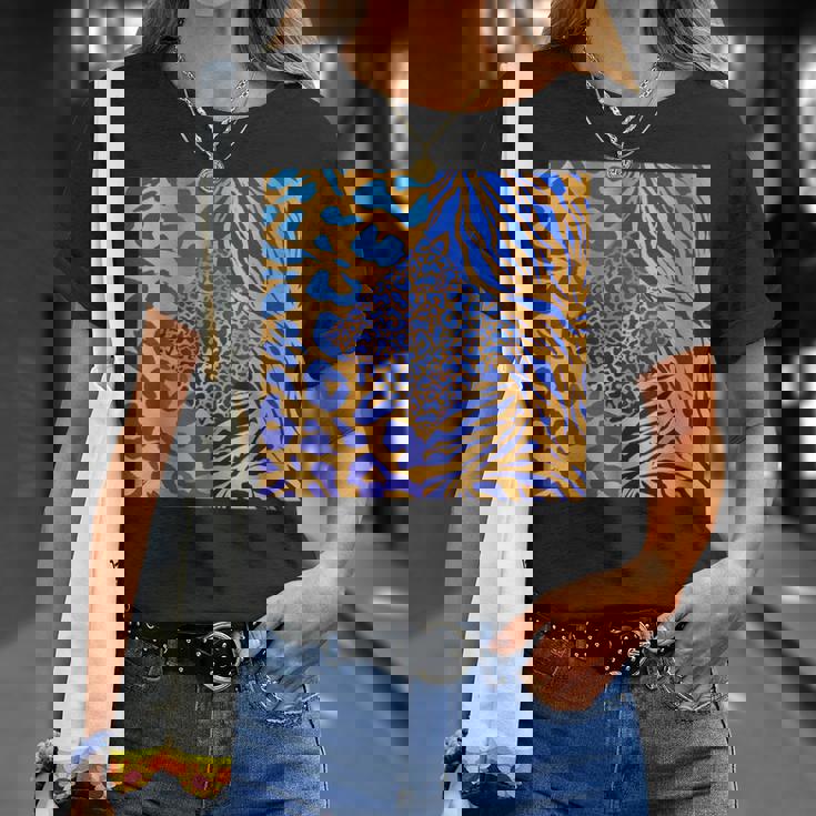 ブルースの直径のジャングルプリントゴールド。シマウマ、パンサー、チーター Tシャツ 彼女への贈り物