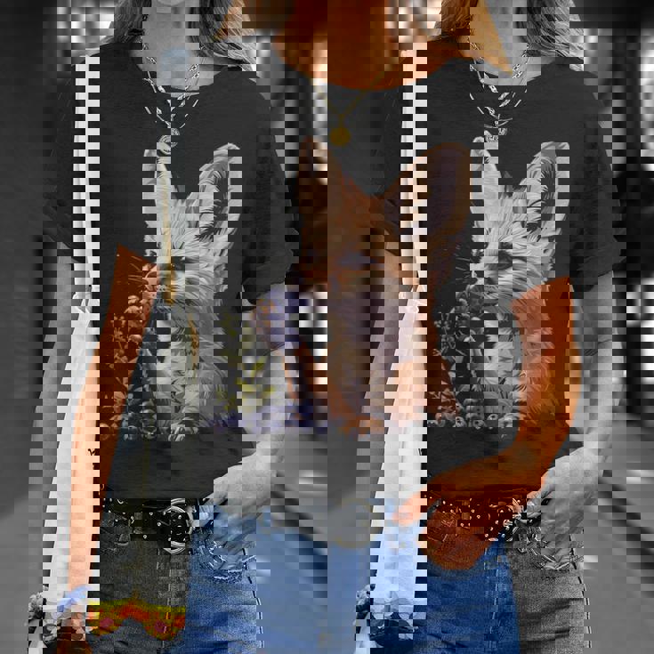 ブルーベリー フェネック キツネ ブルーベリー アニマルアート 野生動物 自然 Tシャツ 彼女への贈り物