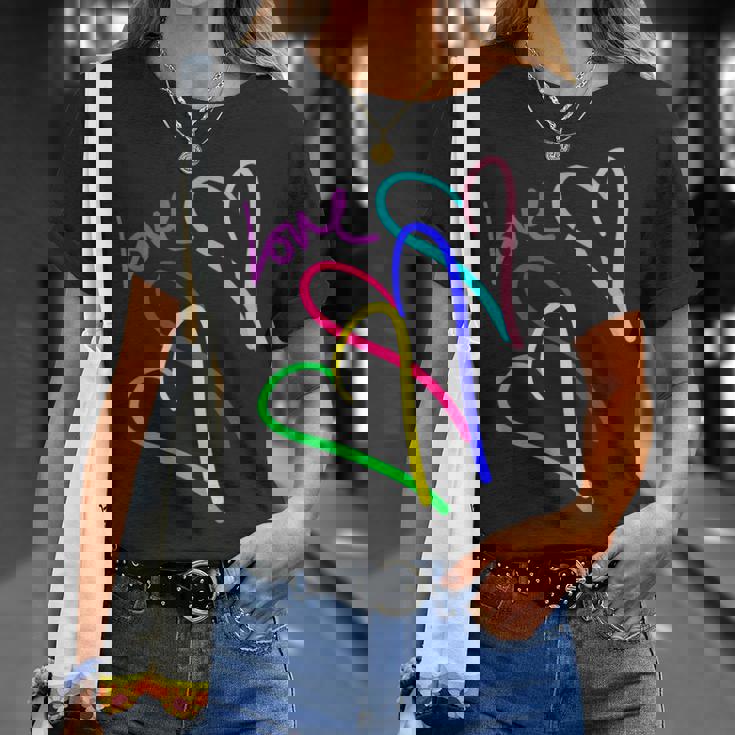 プレッピー パステル キドコア ハート レインボー ラブ バレンタイン Tシャツ 彼女への贈り物